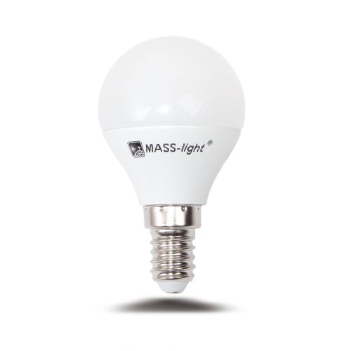 MASS-light® E14 LED izzó / 5,4 W / 2700 K / 470 lm / 200° / meleg fehér