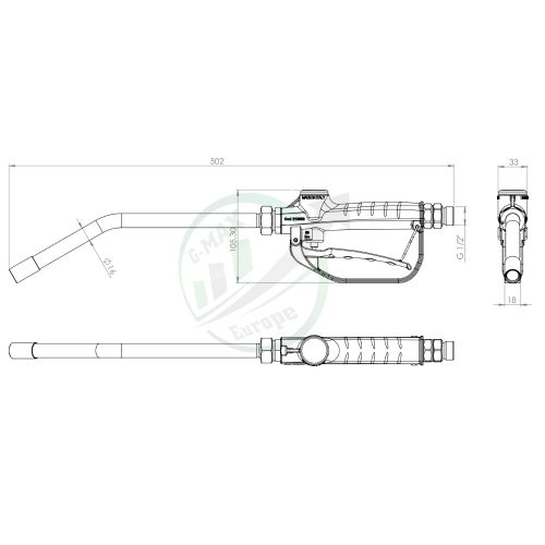 Olajadagoló pisztoly Ø16 mm-es merev kifolyócsővel