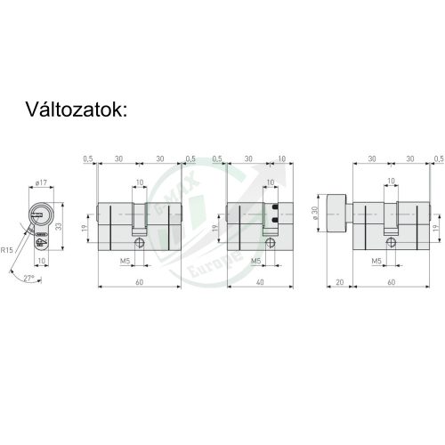 ABUS D10PS kétoldalas zárbetét 35/40