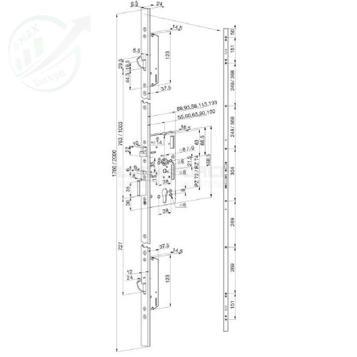 ABLOY EL566 72/65/24 elektromechanikus többpontos zár