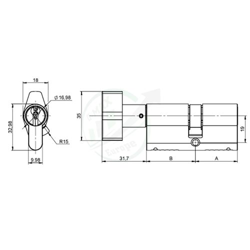 AA Zárbetét forgatógombbal